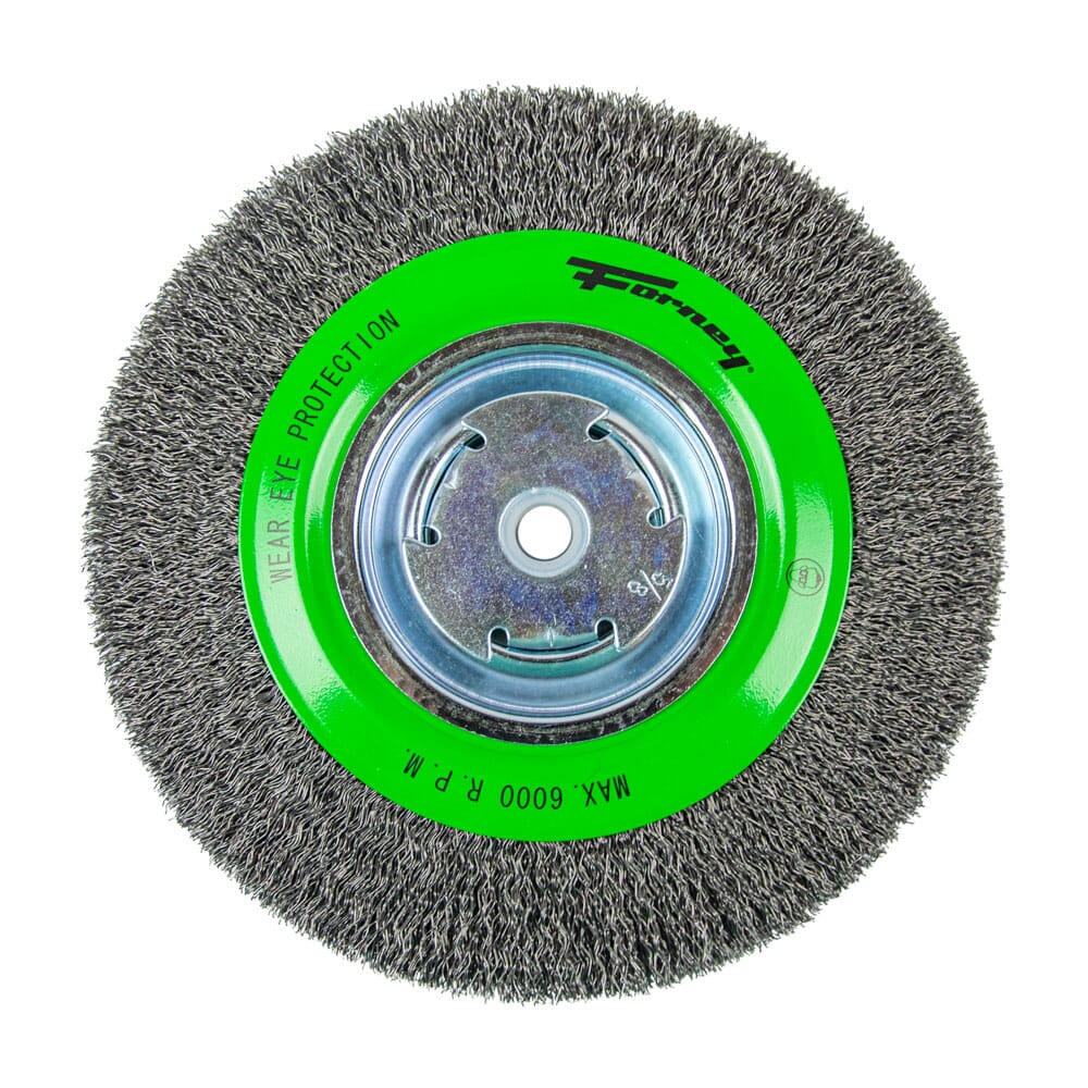 Wire Wheel, Crimped, 8 in x .014 in x 1/2 in - 5/8 in Arbor